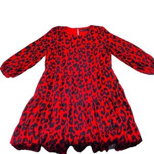 Red &‎ Black Leopard Print Long Sleeve Dress - NY & Company Size Small NWT